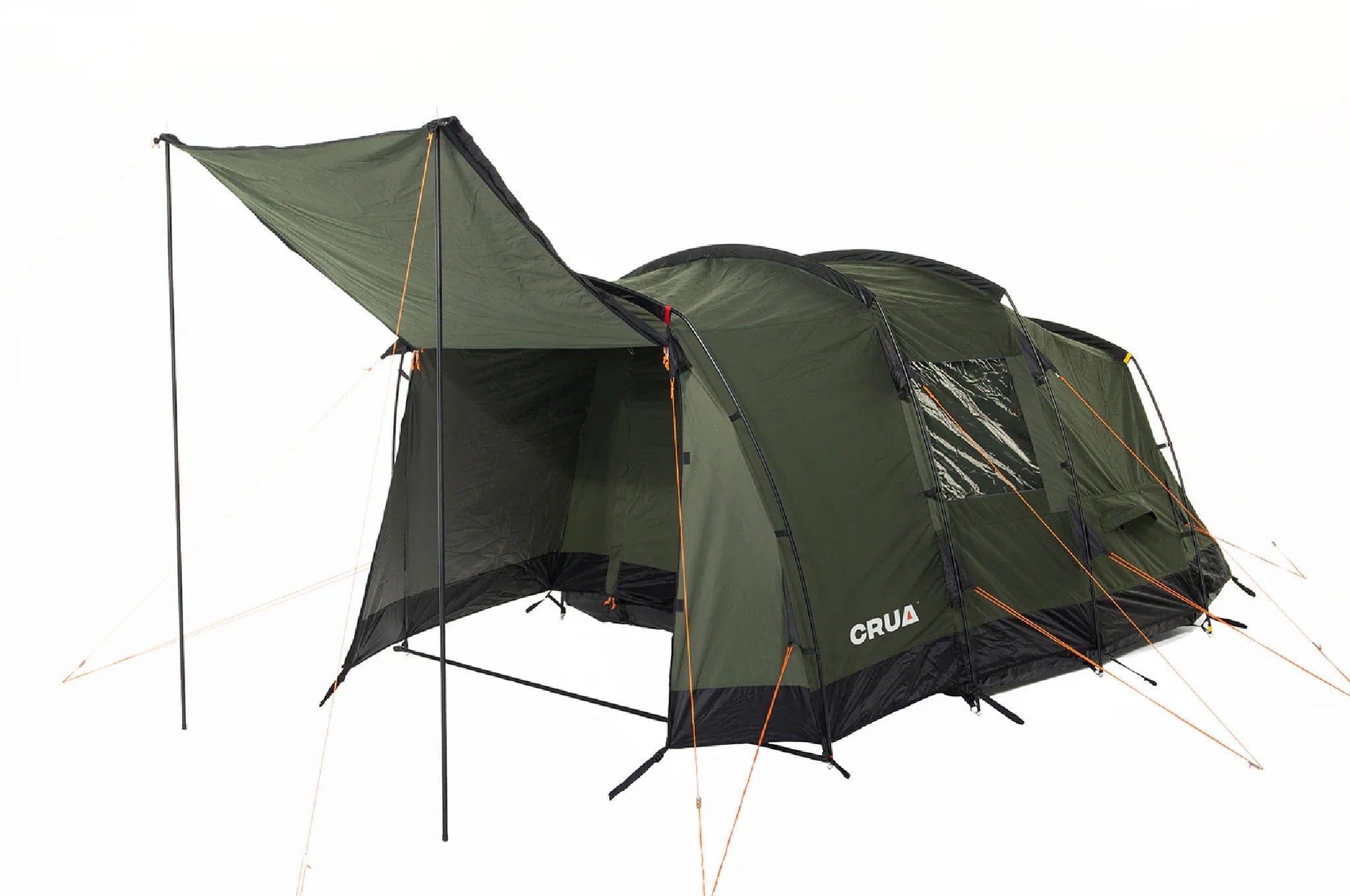 Crua Tri insulated tent front-facing at 45-degree angle on white background, perfect for all-weather camping.